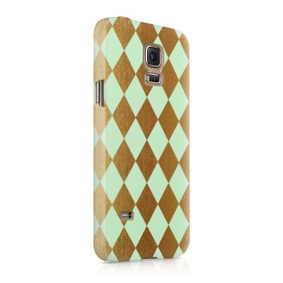 Skal till Samsung Galaxy S5 - Rutig - Guld/Mint