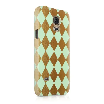 Skal till Samsung Galaxy S5 - Rutig - Guld/Mint