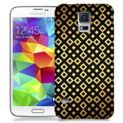 Skal till Samsung Galaxy S5 - Rutmönster - Svart/Guld