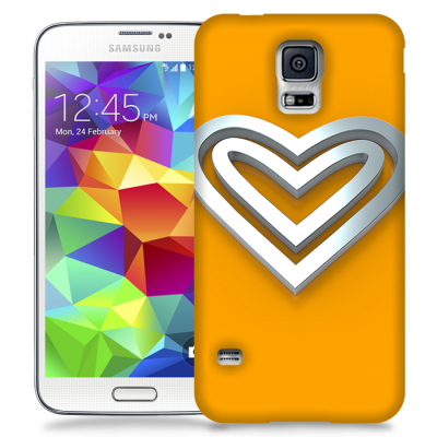 Skal till Samsung Galaxy S5 - Steel heart - Orange