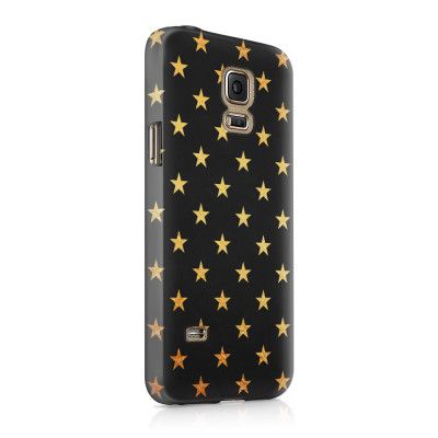 Skal till Samsung Galaxy S5 - Stjärnor - Guld/Svart
