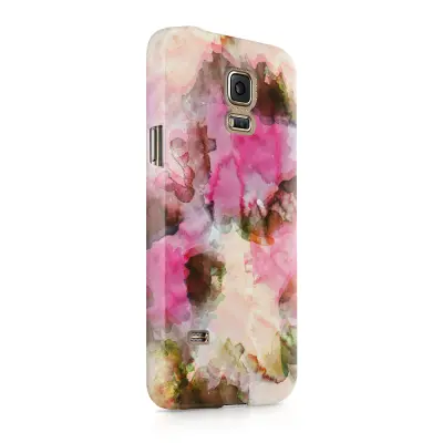 Skal till Samsung Galaxy S5 - Vattenfärg - Svart/Ljusrosa
