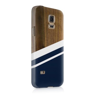 Skal till Samsung Galaxy S5 - Wood ränder - Mörkblå
