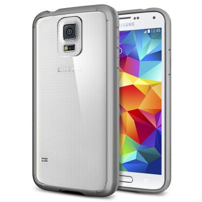 SPIGEN Ultra Hybrid skal till Samsung Galaxy S5 (Grå) + Skärmskydd