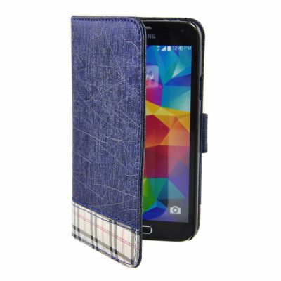 Texture Pattern Plånboksfodral till Samsung Galaxy S5 - Marinblå