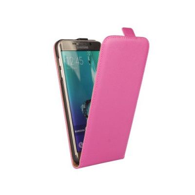 Äkta läder Flipfodral till Samsung Galaxy S6 Edge Plus - Magenta