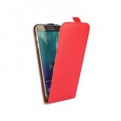 Äkta läder Flipfodral till Samsung Galaxy S6 Edge Plus - Röd
