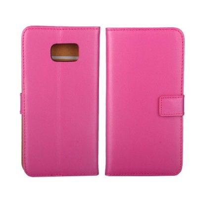 Äkta läder Plånboksfodral till Samsung Galaxy S6 Edge Plus - Magenta