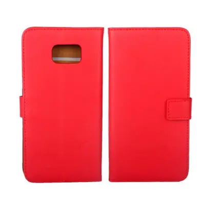 Äkta läder Plånboksfodral till Samsung Galaxy S6 Edge Plus - Röd