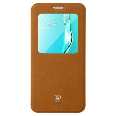 Baseus Mobilfodral med fönster till Samsung Galaxy S6 Edge Plus - Brun