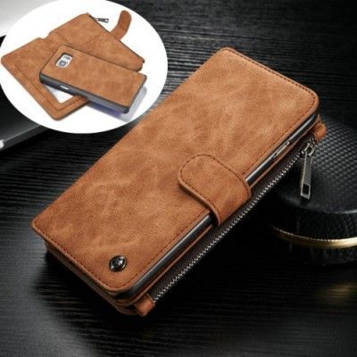 Caseme Plånboksfodral i läder till Samsung Galaxy S6 Edge Plus - Brun