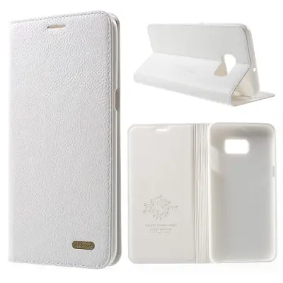 KAIYUE Mobilfodral av äkta läder till Samsung Galaxy S6 Edge Plus - Vit