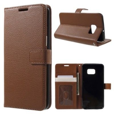 Litchi Plånboksfodral till Samsung Galaxy S6 Edge Plus - Brun