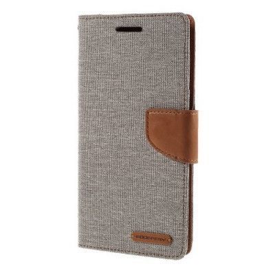 Mercury Canvas Diary Plånboksfodral till Samsung Galaxy S6 Edge Plus - Grå