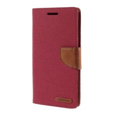 Mercury Canvas Diary Plånboksfodral till Samsung Galaxy S6 Edge Plus - Röd