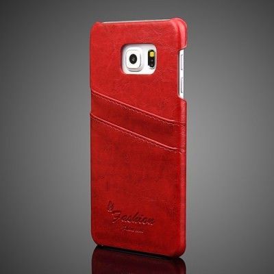 Skal med 2 kortfack till Samsung Galaxy S6 Edge Plus - Röd