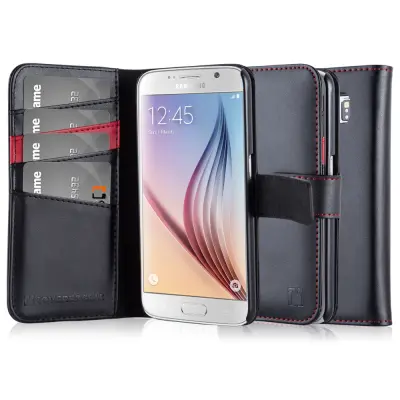 CoveredGear Äkta Läder Plånboksfodral Samsung Galaxy S6 Edge - Svart