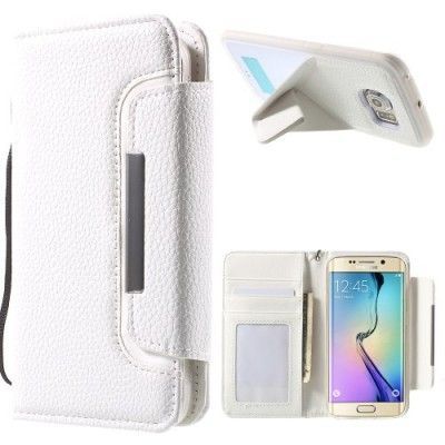 Detachable Plånboksfodral med Kickstand Skal till Samsung Galaxy S6 Edge - Vit