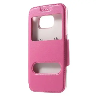 Dual Fönster Fodral till Samsung Galaxy S6 Edge - Magenta