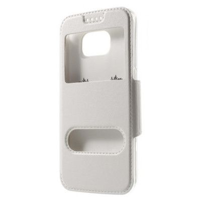 Dual Fönster Fodral till Samsung Galaxy S6 Edge - Vit