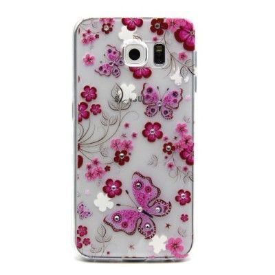 Flexicase Skal till Samsung Galaxy S6 Edge - Rosa Fjärilar