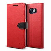 Lific Saffiano Plånboksfodral till Samsung Galaxy S6 Edge - Röd