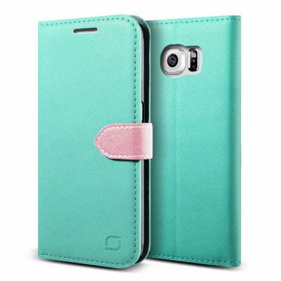 Lific Saffiano Plånboksfodral till Samsung Galaxy S6 Edge - Turkos