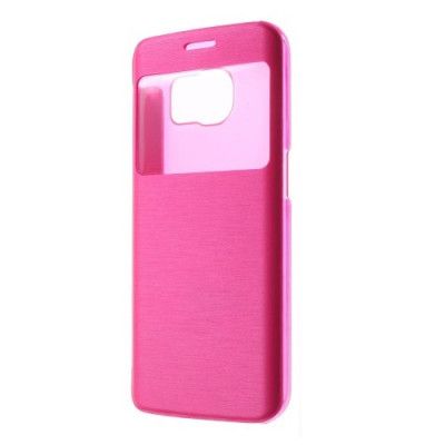 MobilFodral med Fönster till Samsung Galaxy S6 Edge - Magenta