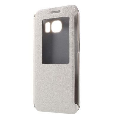 MobilFodral med Fönster till Samsung Galaxy S6 Edge - Vit