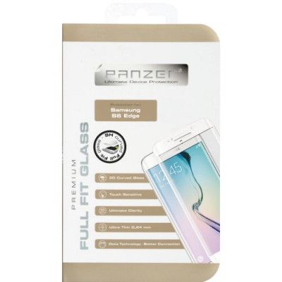 Panzer F-F Curved Härdat Glas Samsung Galaxy S6 Edge - Vit