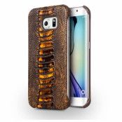 Qialino Äkta Läder BaksideSkal till Samsung Galaxy S6 Edge - Brun