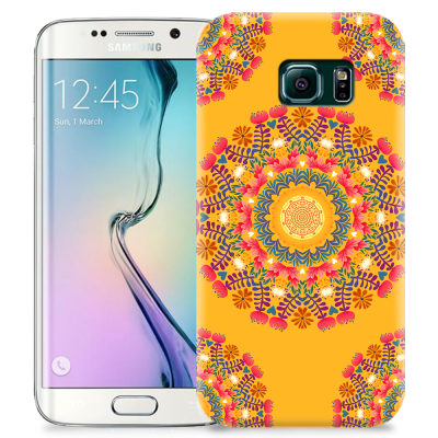 Skal till Samsung Galaxy S6 Edge + - Blommigt mönster - Orange