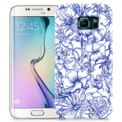 Skal till Samsung Galaxy S6 Edge + - Blommor - Blå/Vit
