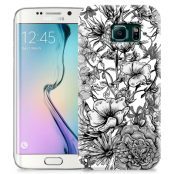 Skal till Samsung Galaxy S6 Edge + - Blommor - Svart/Vit
