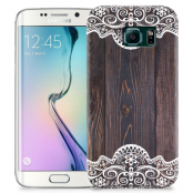 Skal till Samsung Galaxy S6 Edge + - Mörkt trä med spetsmönster