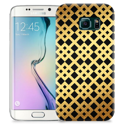 Skal till Samsung Galaxy S6 Edge + - Rutmönster - Guld/Svart