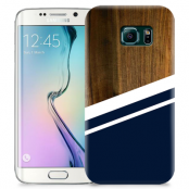 Skal till Samsung Galaxy S6 Edge + - Wood ränder - Mörkblå