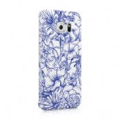 Skal till Samsung Galaxy S6 Edge - Blommor - Blå/Vit