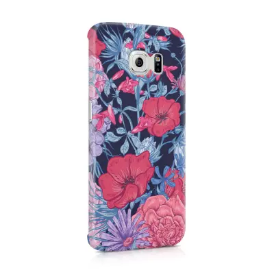 Skal till Samsung Galaxy S6 Edge - Blommor - Svart