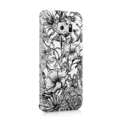 Skal till Samsung Galaxy S6 Edge - Blommor - Svart/Vit