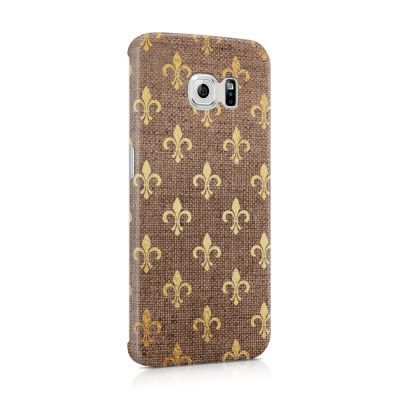 Skal till Samsung Galaxy S6 Edge - Canvas Blommor - Guld/Brun
