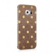 Skal till Samsung Galaxy S6 Edge - Canvas Polka - Guld/Brun