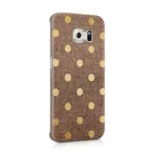 Skal till Samsung Galaxy S6 Edge - Canvas Polka - Guld/Brun