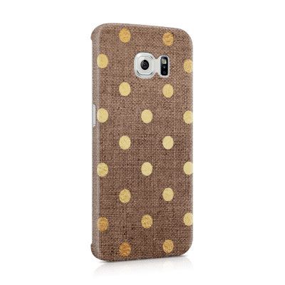 Skal till Samsung Galaxy S6 Edge - Canvas Polka - Guld/Brun