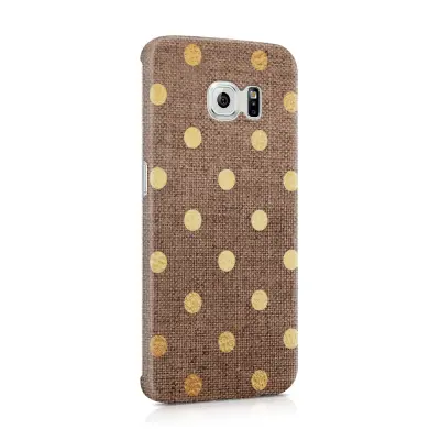 Skal till Samsung Galaxy S6 Edge - Canvas Polka - Guld/Brun