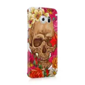 Skal till Samsung Galaxy S6 Edge - Dödskalle - Blommor