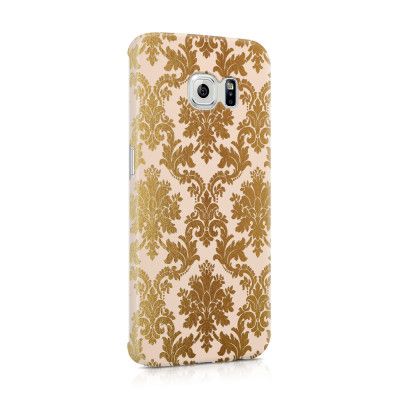 Skal till Samsung Galaxy S6 Edge - Damask - Guld/Persika