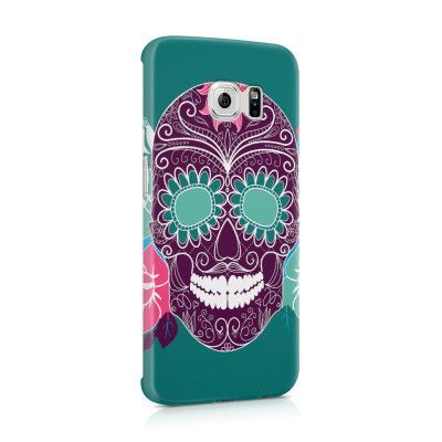 Skal till Samsung Galaxy S6 Edge - Glad dödskalle - Grön