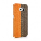 Skal till Samsung Galaxy S6 Edge - Läder - Orange/Brun