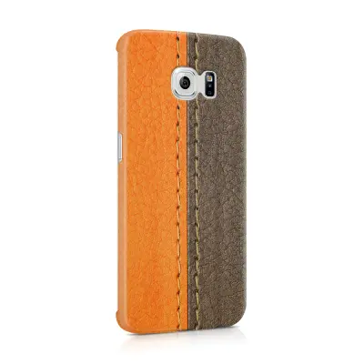 Skal till Samsung Galaxy S6 Edge - Läder - Orange/Brun
